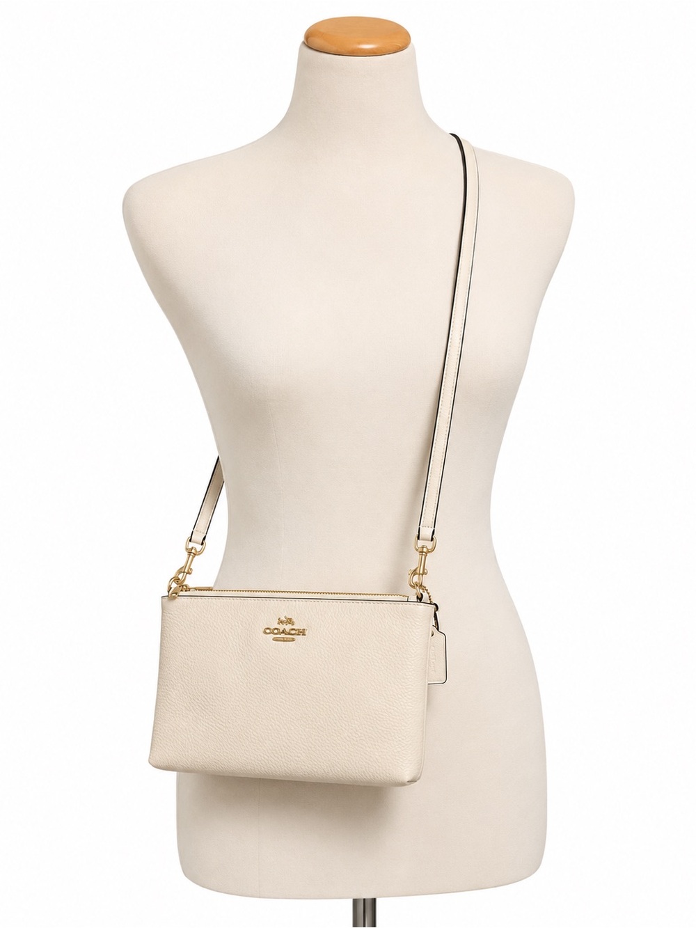 Coach Pebbled Leather Shoulder Bag in Cream-Detachable Strap